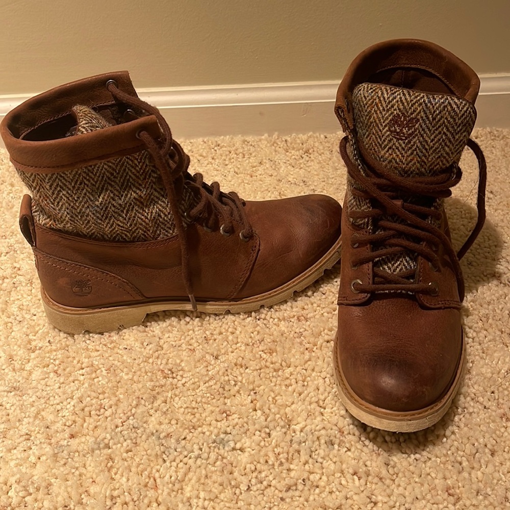 Brown Timberland Tweed Boots